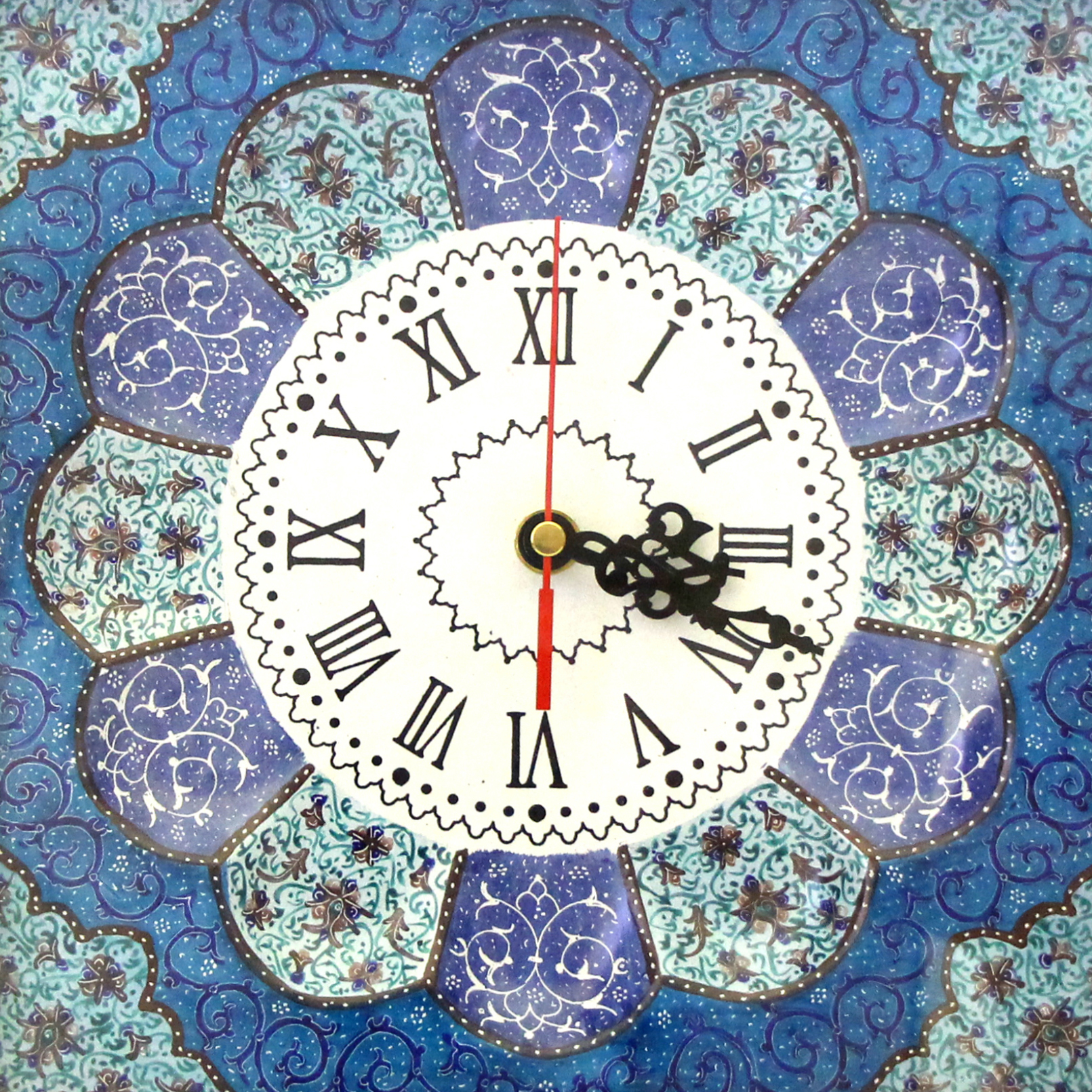 Iranian Handicraft - Persian Inlayed (Khatam) Wall Clock with Enameled ...