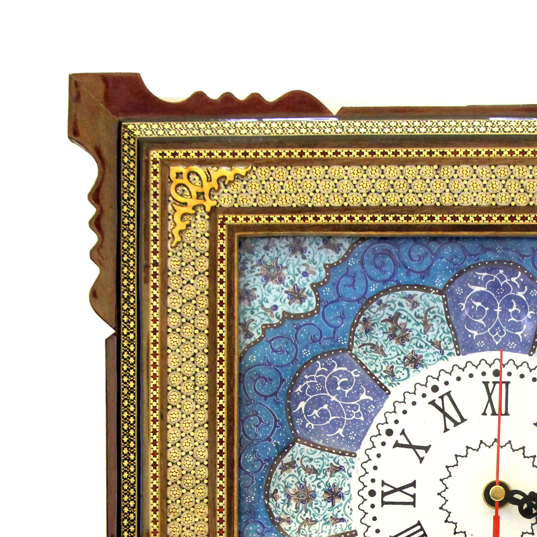 Iranian Handicraft - Persian Inlayed (Khatam) Wall Clock with Enameled ...