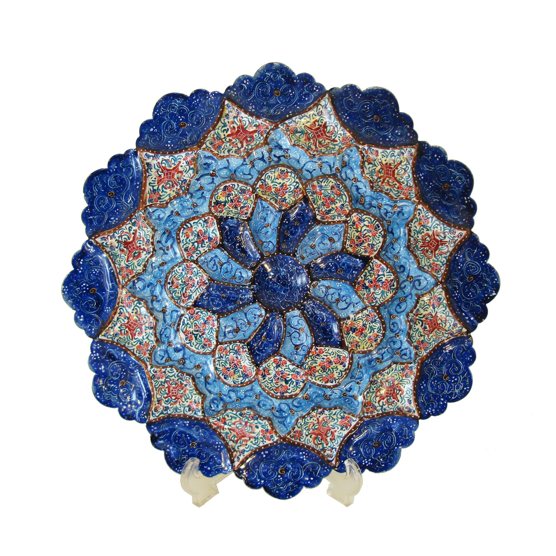 Persian Handmade Enameled Wall Hanging Plate (Eslimi design) 25 cm