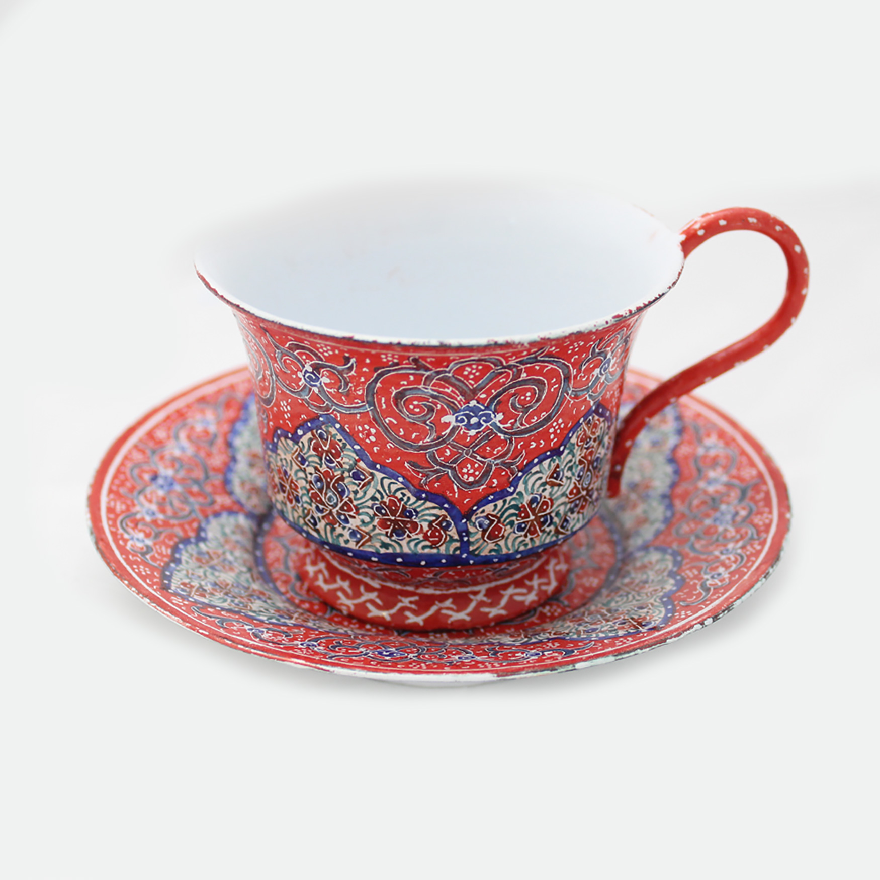 Persian enameled handicraft (Mina) - Enamel cup of coffee (Red) | Taha ...