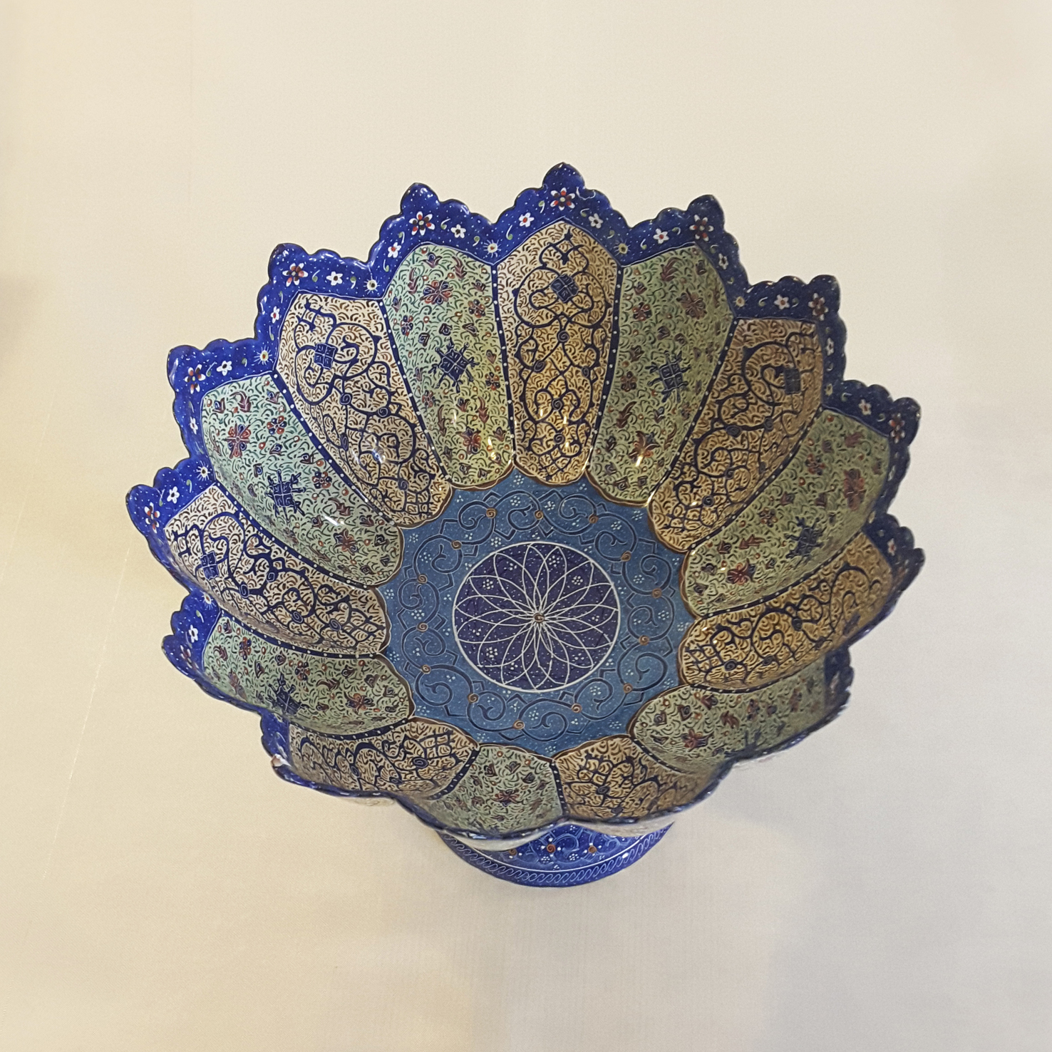 Persian Handicrafts - Enamel on Copper (Mina) - Pedestal Candy Nut Bowl ...