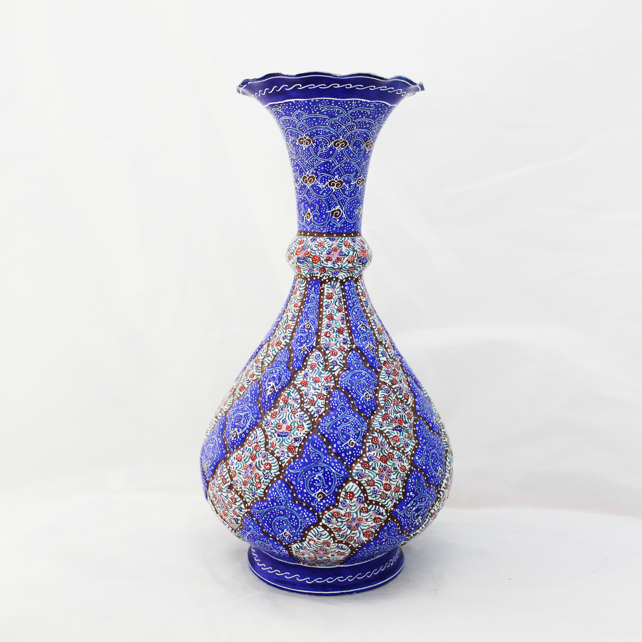 Persian Enameled handicraft - Flower pot - Shalqami design vase - 25 cm | Handicraft Shop