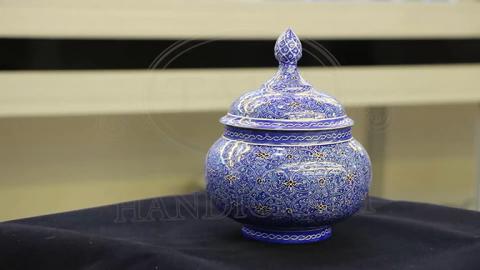 Enamel (Minakari) Large Candy Pot or Sugar Bowl - Isfahan handmade - 21*26  cm